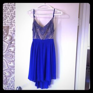Blue High-low, low-back dress